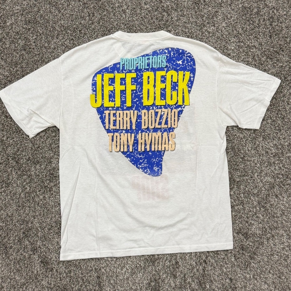 Vintage 1989 Jeff Beck Guitar Shop Shirt Brockum White Single Stitch Mens‎ XL - Picture 4 of 6